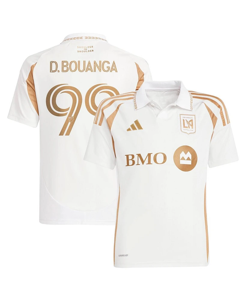 Adidas Big Boys and Girls Denis Bouanga White Lafc 2025 Secondary Replica Player Jersey