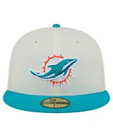 New Era Men's White/Aqua Miami Dolphins Main 59FIFTY Fitted Hat