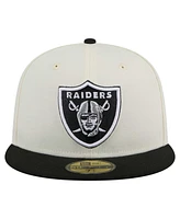 New Era Men's White/Black Las Vegas Raiders Main 59FIFTY Fitted Hat