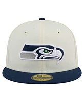 New Era Men's White/College Navy Seattle Seahawks Main 59FIFTY Fitted Hat