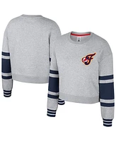 Stadium Essentials Men's and Women's Heather Gray Indiana Fever Cropped Pullover Sweatshirt