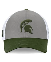 Top of the World Men's Gray/Green Michigan State Spartans Oht Military Appreciation Badge Trucker Adjustable Hat