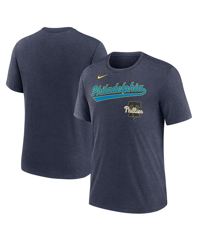 Nike Men's Heather Navy Philadelphia Phillies 2025 City Connect Performance Tri-Blend T-Shirt