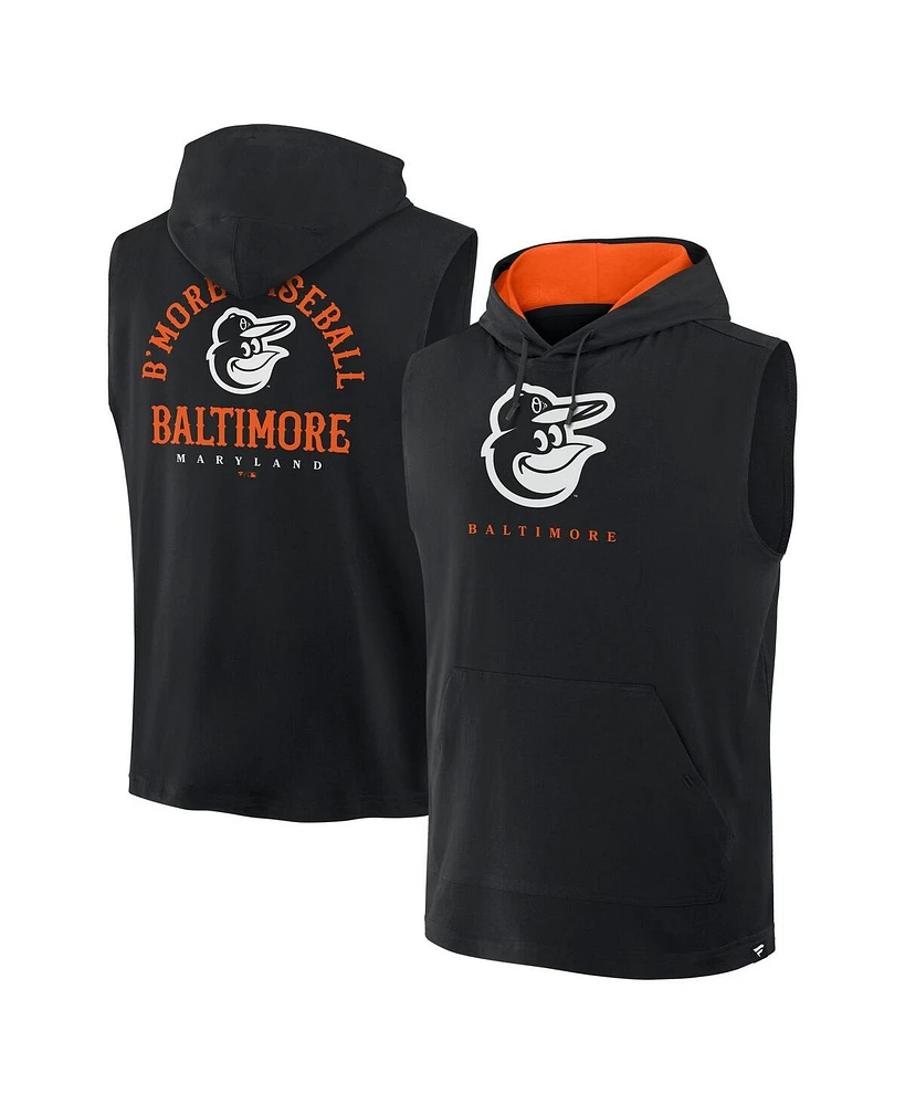 Fanatics Men's Black Baltimore Orioles Fire Speed Sleeveless Pullover Hoodie