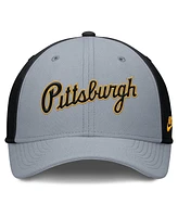 Nike Men's Gray/Black Pittsburgh Pirates Rise Swoosh Performance Flex Hat