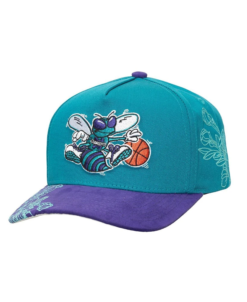 Mitchell & Ness Men's Teal/Purple Charlotte Hornets May Flowers Adjustable Hat