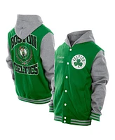New Era Men's Kelly Green Boston Celtics Throwback Prep Chenille Full-Snap Hooded Varsity Jacket