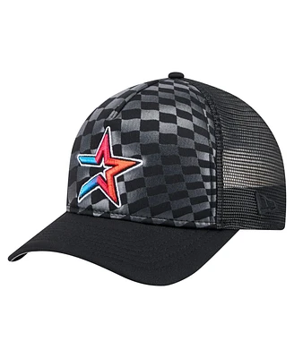 New Era Men's Black Houston Astros Gradient 9FORTY A-Frame M-Crown Trucker Adjustable Hat