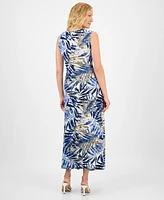 Connected Women's Printed Twist-Front Maxi Dress