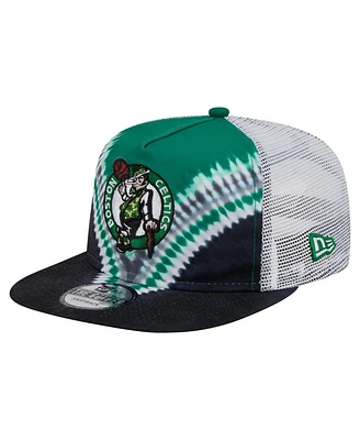 New Era Men's Black/Kelly Green Boston Celtics Throwback Dye Golfer Snapback Hat