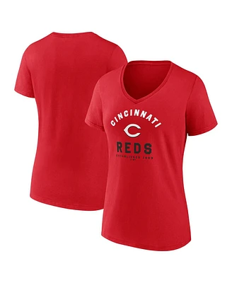 Logo Athletic Women's Red Cincinnati Reds Unrivaled V-Neck T-Shirt