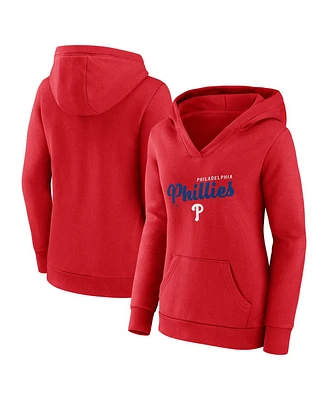 Logo Athletic Women's Red Philadelphia Phillies Triumphant V-Neck Pullover Hoodie