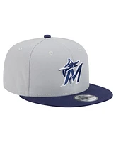 New Era Men's Gray/Navy Miami Marlins 2-Tone Color Pack 9FIFTY Snapback Hat