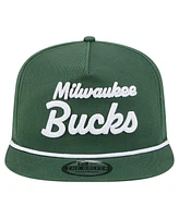 New Era Men's Hunter Green Milwaukee Bucks Team Text Golfer Snapback Hat