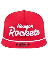 New Era Men's Red Houston Rockets Team Text Golfer Snapback Hat