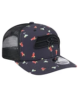 New Era Men's Navy/Black Seattle Seahawks Adventure Drinks Pattern 9SEVENTY Stretch snap Hat