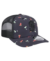 New Era Men's Black Seattle Mariners Adventure Drinks Pattern 9SEVENTY Stretch-Snap Hat