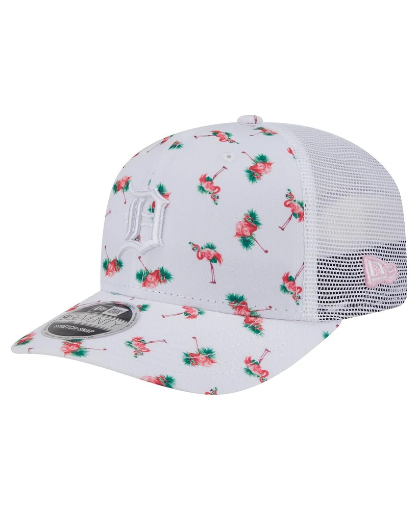 New Era Men's White Detroit Tigers Flamingo Mesh Back 9SEVENTY Stretch-Snap Hat