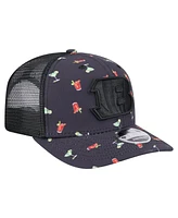 New Era Men's Navy/Black Cincinnati Bengals Adventure Drinks Pattern 9SEVENTY Stretch snap Hat