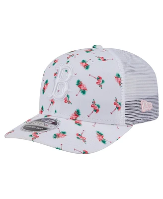 New Era Men's White Boston Red Sox Flamingo Mesh Back 9SEVENTY Stretch-Snap Hat