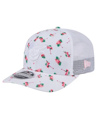 New Era Men's White Baltimore Orioles Flamingo Mesh Back 9SEVENTY Stretch-Snap Hat