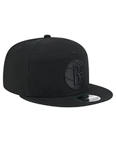New Era Men's Black Brooklyn Nets Adventure Canvas Split Panel 9FIFTY Snapback Hat