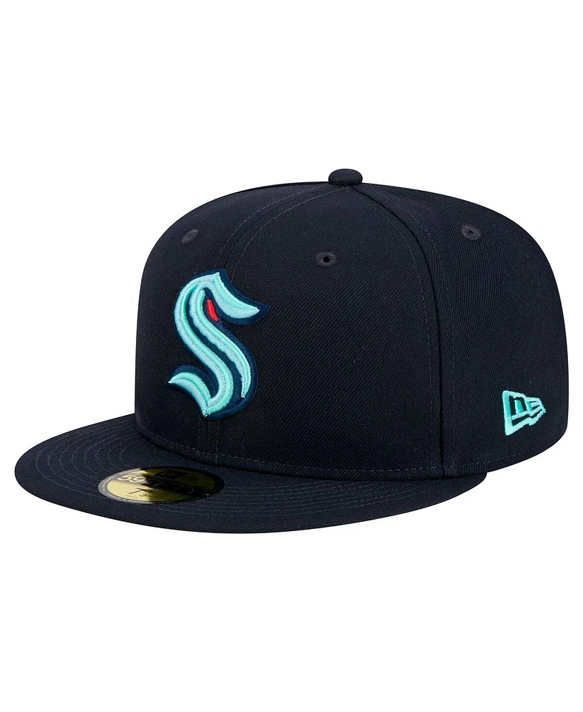 New Era Men's Deep Sea Blue Seattle Kraken Core 59FIFTY Fitted Hat