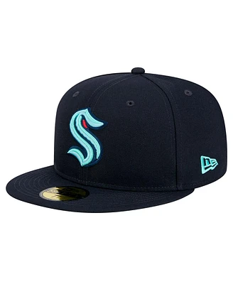 New Era Men's Deep Sea Blue Seattle Kraken Core 59FIFTY Fitted Hat