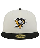 New Era Men's Cream Pittsburgh Penguins Chrome Two-Toned 59FIFTY Fitted Hat