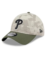 New Era Men's Light Beige/Olive Philadelphia Phillies 2025 Armed Forces Day 9TWENTY Adjustable Hat