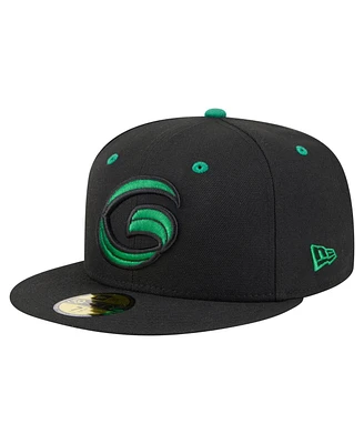New Era Men's Black Greensboro Grasshoppers Authentic Collection 59FIFTY Fitted Hat