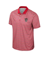 Colosseum Men's Red Nc State Wolfpack Striped Polo Shirt