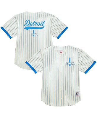 Mitchell & Ness Men's Cream Detroit Lions Final Seconds Vintage Logo Mesh Button-Up Shirt