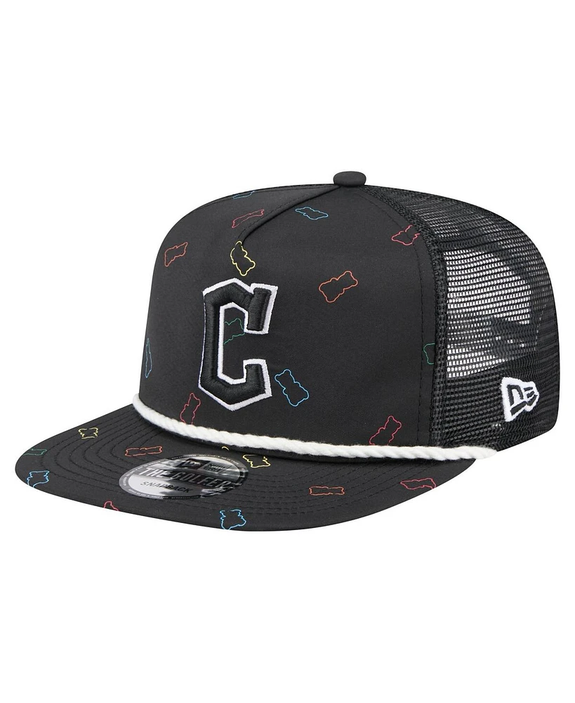 New Era Men's Black Cleveland Guardians Gummy Golfer Trucker Adjustable Hat