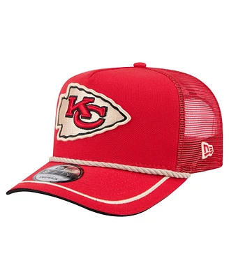 New Era Men's Red Kansas City Chiefs Vintage Team Rope A-Frame Trucker 9FIFTY Snapback Hat
