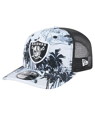 New Era Men's Black Las Vegas Raiders Hula Trucker 9SEVENTY Adjustable Hat