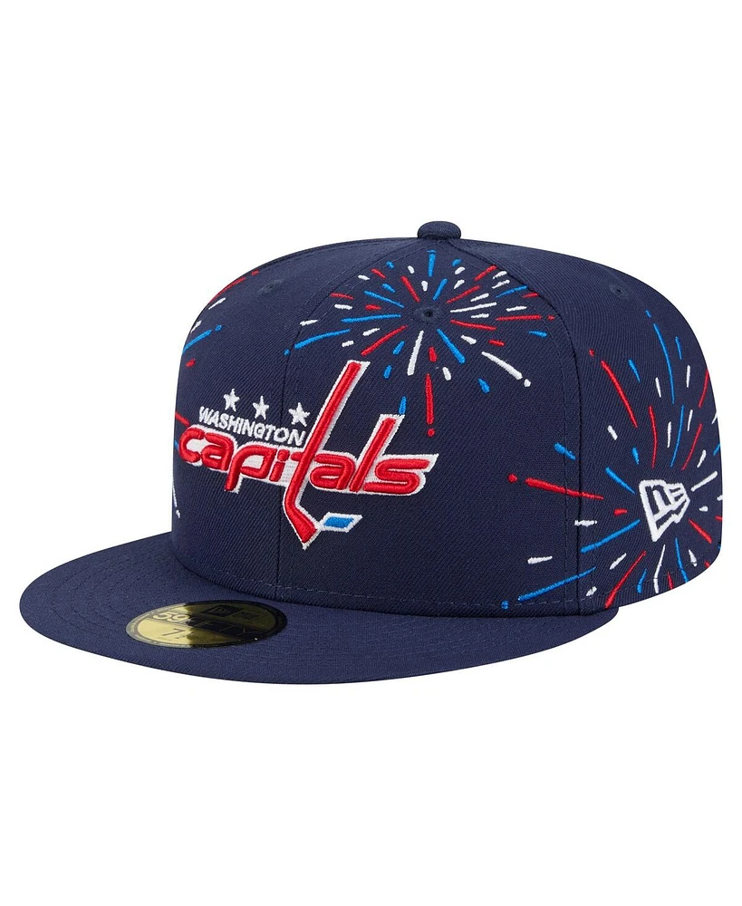 New Era Men's Navy Washington Capitals Americana Fireworks 59FIFTY Fitted Hat