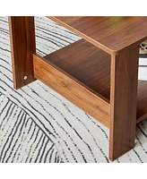 Modern and practical walnut textured coffee tables, tea tables. The double layered coffee table is made of Mdf material. Suitable for living room 43.3