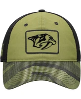 Fanatics Men's Olive Nashville Predators Military Appreciation Trucker Adjustable Hat
