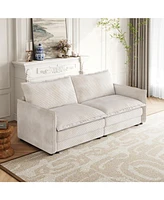 Corduroy Loveseat Sofa with Pillows