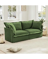 Modern 2-Seat Sofa, Chenille with Deep Seat & Detachable Cover, Green