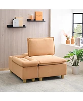 Pumpkin Velvet Sofa with Storage & Cupholders (44.29 inches)