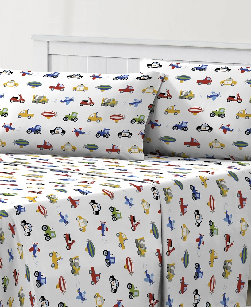 Dream Factory Trains Trucks -Pc. Sheet Set