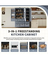 Wooden Kitchen Pantry Cabinet, 56in, 10 Drawers