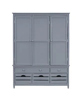 Wooden Kitchen Pantry Cabinet, 56in, 10 Drawers