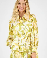julia jordan Women's Button-Front Long-Sleeve Shirtdress