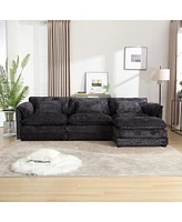 Modern Large boucle Fabric L-Shape Sectional Chenille fabric, movable pedals, detachable armrests