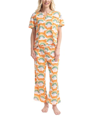 Ocean Pacific Women's Printed Henley Pajama Set