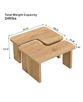 Detachable Rectangle Wood Coffee Table (47.24" x 35.43")