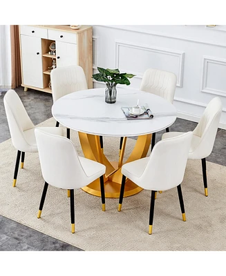Snow Mountain White Round Dining Set